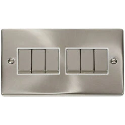 Click Deco Satin Chrome 6G Light Switch VPSC416WH