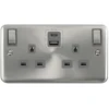 Click Deco Plus Satin Chrome 13A Double A+C USB Socket DPSC586GY -RS Electrical Supplies DPSC586GY