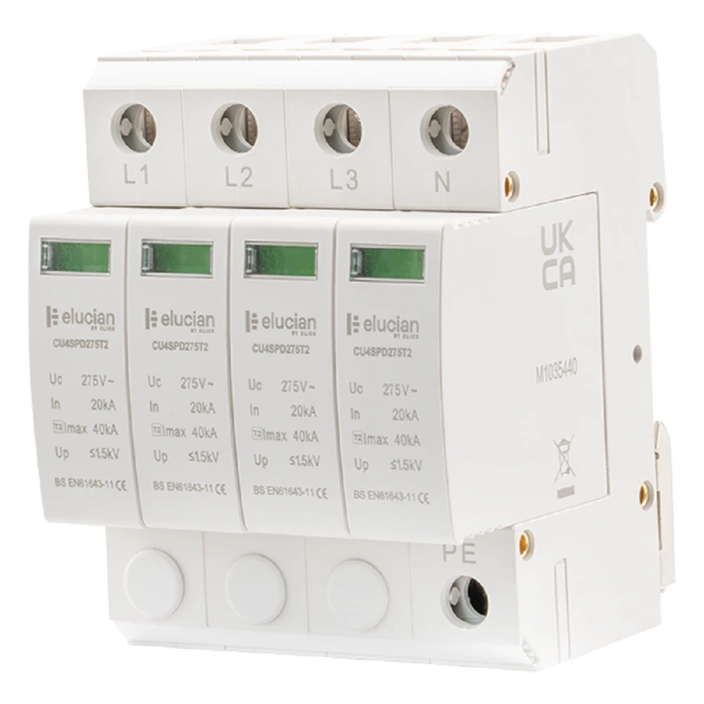 Elucian 3 Phase 3P+N 275Uc 40Ka SPD Plate & Tails (Type 2) CU4SPD275T2