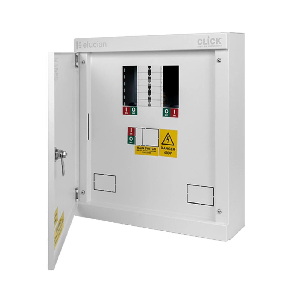 Elucian 3 Phase 4 Way 125A Distribution Board Without Incomer TPEB4 3 Elucian 3 Phase 4 Way 125A Distribution Board Without Incomer TPEB4