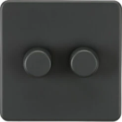Knightsbridge Screwless Anthracite 2G Dimmer Switch SF2192AT