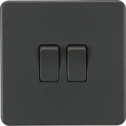 Knightsbridge Screwless Anthracite 2G Light Switch SF3000AT