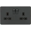 Knightsbridge Screwless Anthracite Double Socket SFR9000AT