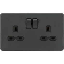 Knightsbridge Screwless Anthracite Double Socket SFR9000AT