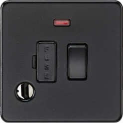 Knightsbridge Screwless Matt Black 13A Switched Spur With Neon & Flex Outlet SF6300FMBB