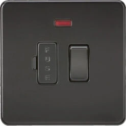 Knightsbridge Screwless Matt Black 13A Switched Spur With Neon SF6300NMBB