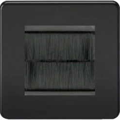 Knightsbridge Screwless Matt Black 2G Cable Brush Outlet SF2GMBBR