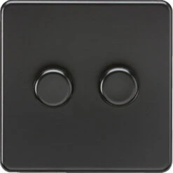 Knightsbridge Screwless Matt Black 2G Dimmer Switch SF2192MBB