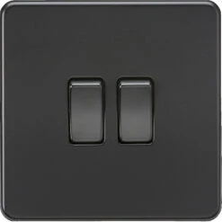Knightsbridge Screwless Matt Black 2G Light Switch SF3000MBB