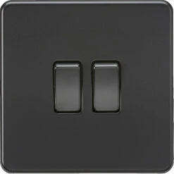 Knightsbridge Screwless Matt Black 2W & Intermediate Light Switch SF2012MBB