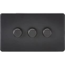 Knightsbridge Screwless Matt Black 3G Dimmer Switch SF2193MBB