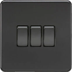 Knightsbridge Screwless Matt Black 3G Light Switch SF4000MBB