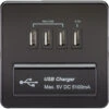 Knightsbridge Screwless Matt Black Quadruple USB Charger SFQUADMB