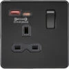 Knightsbridge Screwless Matt Black Single A+C USB Socket SFR9919MBB -RS Electrical Supplies Knightsbridge Screwless Matt Black Single A C USB Socket SFR9919MBB Available from RS Electrical Supplies