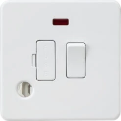 Knightsbridge Screwless Matt White 13A Switched Spur With Neon & Flex Outlet SF6300FMW