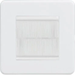 Knightsbridge Screwless Matt White 2G Cable Brush Outlet SF2GMWBRW
