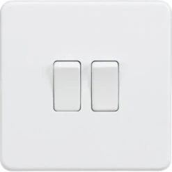 Knightsbridge Screwless Matt White 2G Intermediate Light Switch SF1202MW