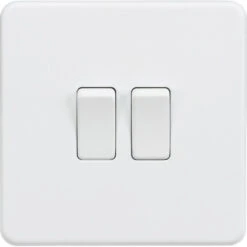 Knightsbridge Screwless Matt White 2G Light Switch SF3000MW