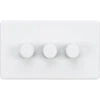 Knightsbridge Screwless Matt White 3G Dimmer Switch SF2193MW