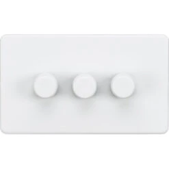 Knightsbridge Screwless Matt White 3G Dimmer Switch SF2193MW