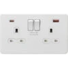 Knightsbridge Screwless Matt White Double A+C USB Socket SFR9945MW