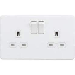 Knightsbridge Screwless Matt White Double Socket SFR9000MW