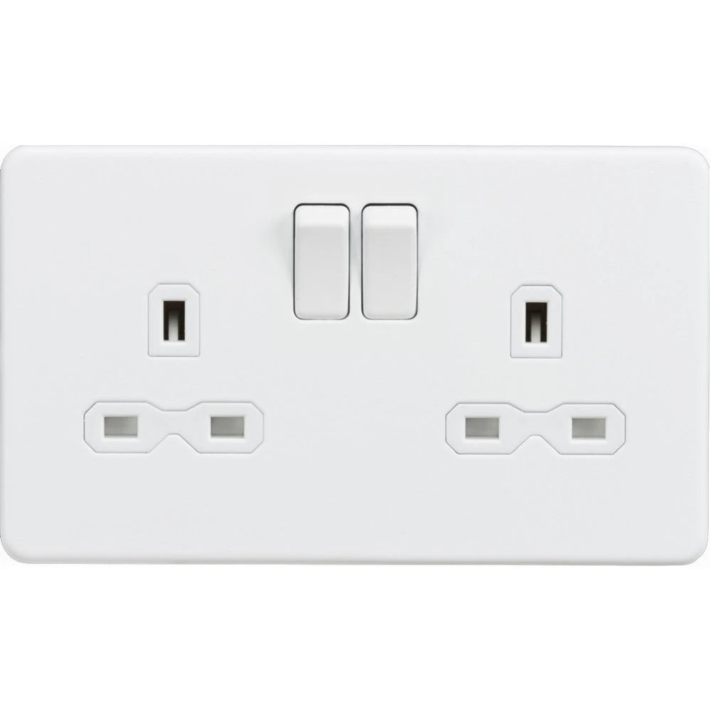 Knightsbridge Screwless Matt White Double Socket SFR9000MW 3 Knightsbridge Screwless Matt White Double Socket SFR9000MW