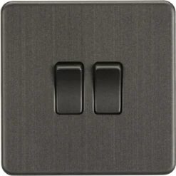 Knightsbridge Screwless Smoked Bronze 2G Light Switch SF3000SB
