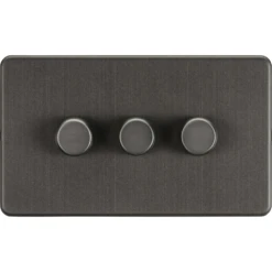 Knightsbridge Screwless Smoked Bronze 3G Dimmer Switch SF2193SB