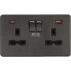 Knightsbridge Screwless Smoked Bronze Double A+C USB Socket SFR9945SB 2 Knightsbridge Screwless Smoked Bronze Double A+C USB Socket SFR9945SB -RS Electrical Supplies Knightsbridge Screwless Smoked Bronze Double A C USB Socket SFR9909SB Available from RS Electrical Supplies