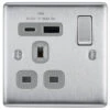 BG Nexus Metal Brushed Steel 13A Single A+C USB Socket NBS21UAC18G 1 BG Nexus Metal Brushed Steel 13A Single A+C USB Socket NBS21UAC18G -RS Electrical Supplies NBS21UAC18G