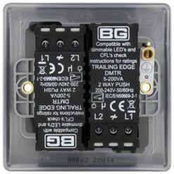 BG Nexus Metal Antique Brass 2G Dimmer Switch NAB82 9 BG Nexus Metal Antique Brass 2G Dimmer Switch NAB82 -RS Electrical Supplies Nexus Metal Antique Brass Dimmer Switch 2G NAB82 Back Available RS Electrical Supplies