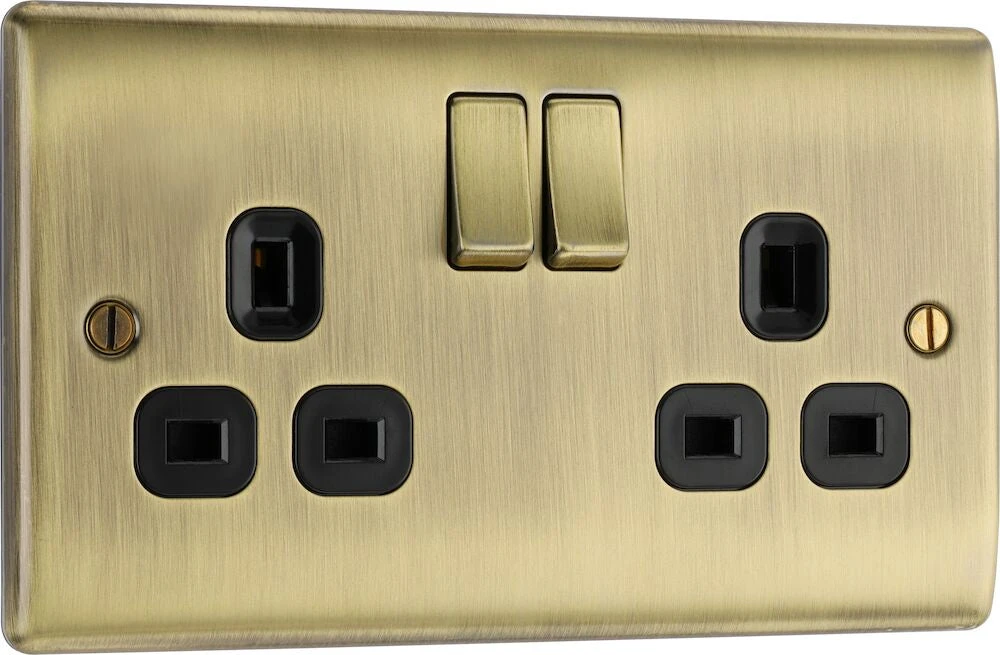 BG Nexus Metal Antique Brass 13A Double Socket NAB22B 4 BG Nexus Metal Antique Brass 13A Double Socket NAB22B - Image 2