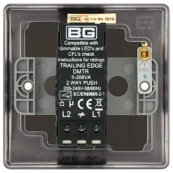 BG Nexus Metal Black Nickel 1G Dimmer Switch NBN81 9 BG Nexus Metal Black Nickel 1G Dimmer Switch NBN81 -RS Electrical Supplies Nexus Metal Black Nickel Dimmer Switch 1G NBN81 Available From RS Electrical back