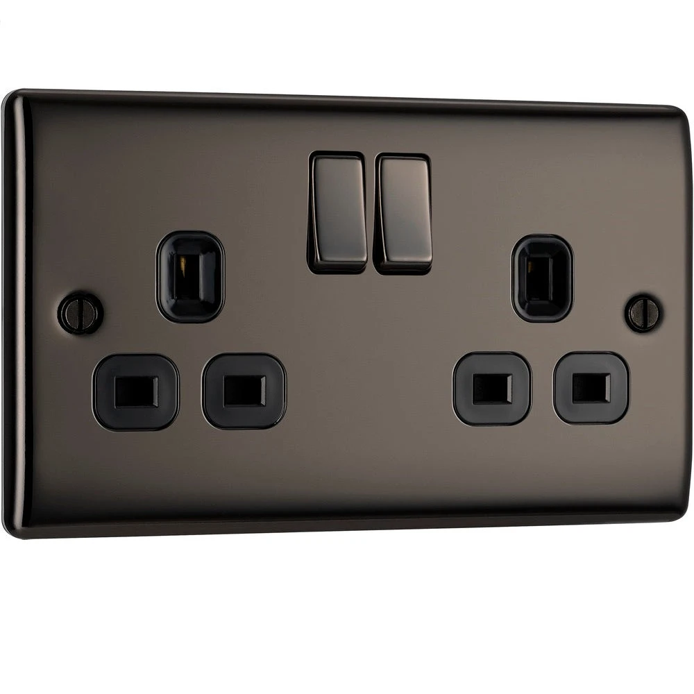 BG Nexus Metal Black Nickel 13A Double Socket NBN22B 4 BG Nexus Metal Black Nickel 13A Double Socket NBN22B - Image 2