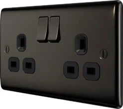 BG Nexus Metal Black Nickel 13A Double Socket NBN22B 10 BG Nexus Metal Black Nickel 13A Double Socket NBN22B -RS Electrical Supplies Nexus Metal Black Nickel Double Socket NBN22B Available From RS Electrical right