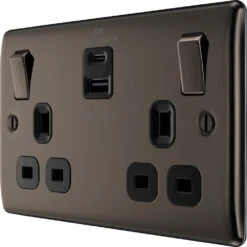 BG Nexus Metal Black Nickel 13A Double USB Socket With 45W A+C Ports NBN22UAC45B 11 BG Nexus Metal Black Nickel 13A Double USB Socket With 45W A+C Ports NBN22UAC45B -RS Electrical Supplies Nexus Metal Black Nickel Double USB Socket NBN22UAC45B Available From RS Electrical right