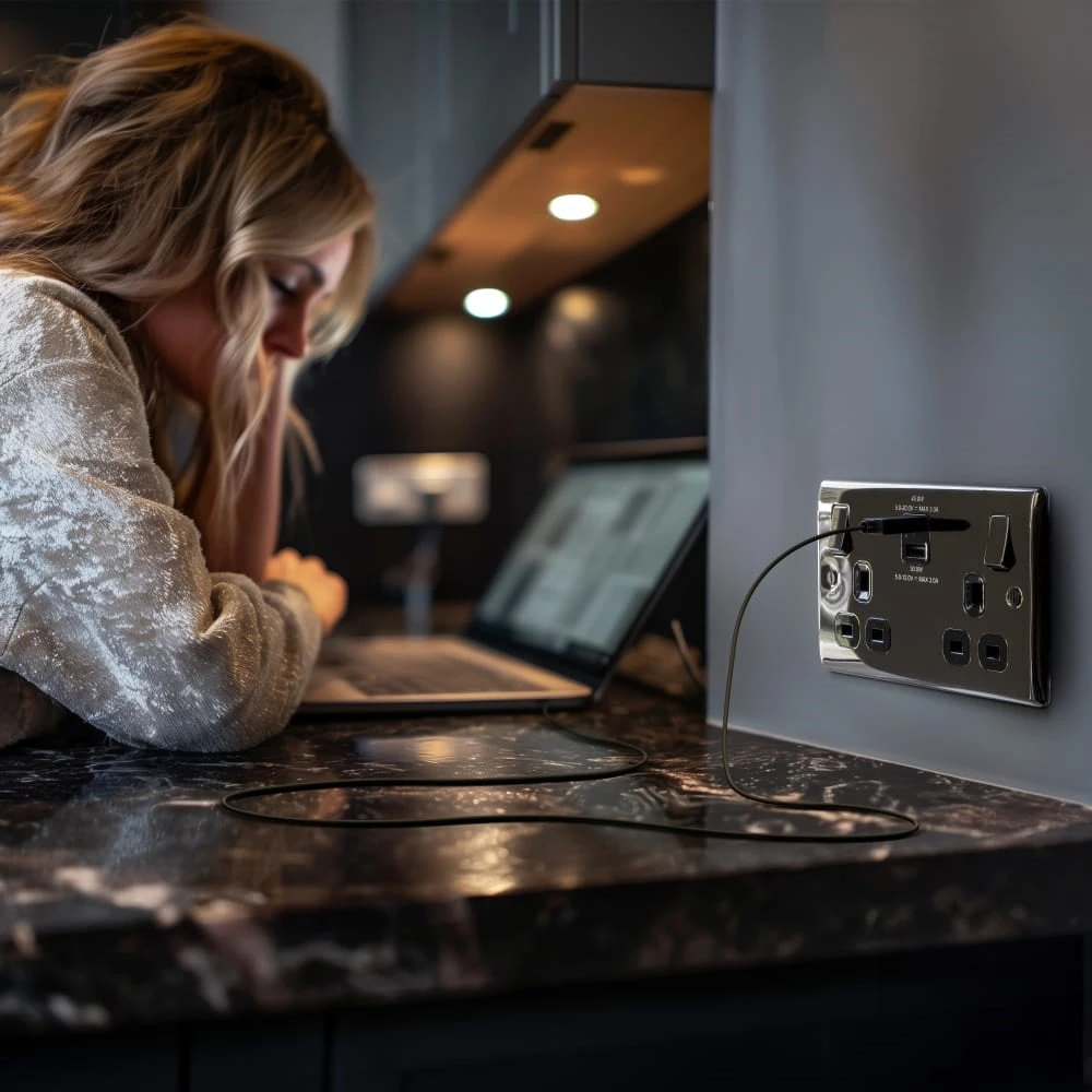 BG Nexus Metal Black Nickel 13A Double USB Socket With 45W A+C Ports NBN22UAC45B 8 BG Nexus Metal Black Nickel 13A Double USB Socket With 45W A+C Ports NBN22UAC45B - Image 6