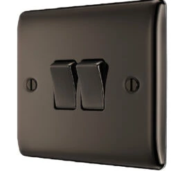 BG Nexus Metal Black Nickel 2G 2W Light Switch NBN42 -RS Electrical Supplies Nexus Metal Black Nickel Light Switch 2G NBN42 Available From RS Electrical right