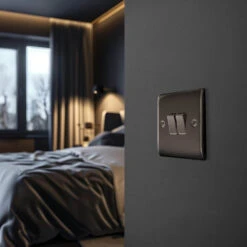BG Nexus Metal Black Nickel 2G 2W Light Switch NBN42 -RS Electrical Supplies Nexus Metal Black Nickel Light Switch 2G NBN42 Available From RS Electrical wall