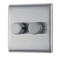 BG Nexus Metal Brushed Steel 2G Dimmer Switch NBS82 8 BG Nexus Metal Brushed Steel 2G Dimmer Switch NBS82 -RS Electrical Supplies Nexus Metal Brushed Steel Dimmer Switch 2G NBS82 Right