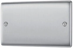 BG Nexus Metal Brushed Steel Double Blank Plate NBS95 -RS Electrical Supplies Nexus Metal Brushed Steel Double Blank Plate NBS95 Right