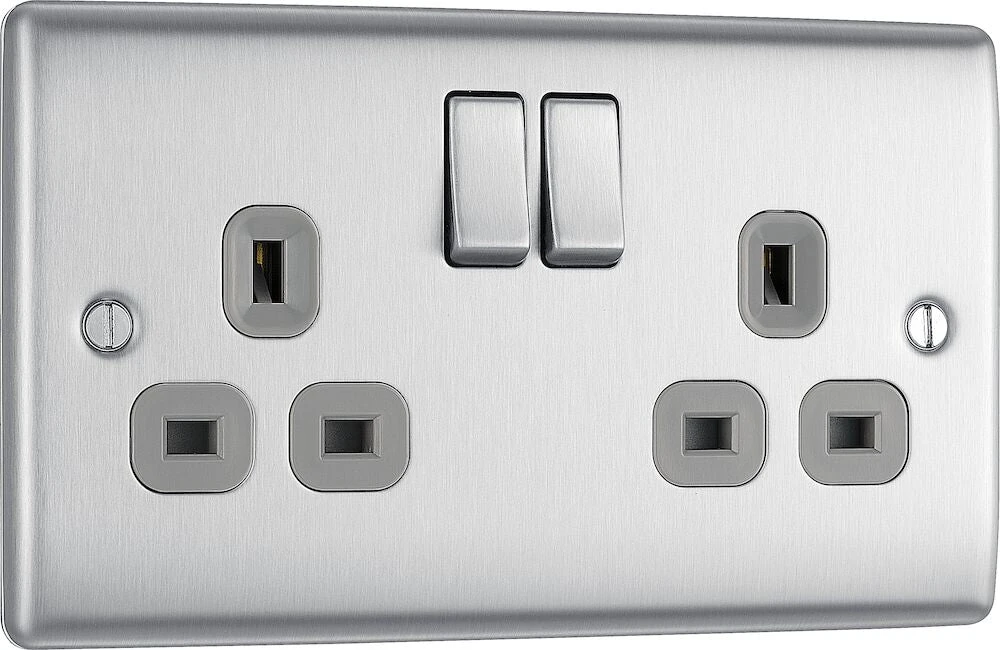 BG Nexus Metal Brushed Steel 13A Double Socket NBS22G 4 BG Nexus Metal Brushed Steel 13A Double Socket NBS22G - Image 2