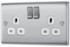 BG Nexus Metal Brushed Steel 13A Double Socket NBS22W 8 BG Nexus Metal Brushed Steel 13A Double Socket NBS22W -RS Electrical Supplies Nexus Metal Brushed Steel Double Socket NBS22W Right