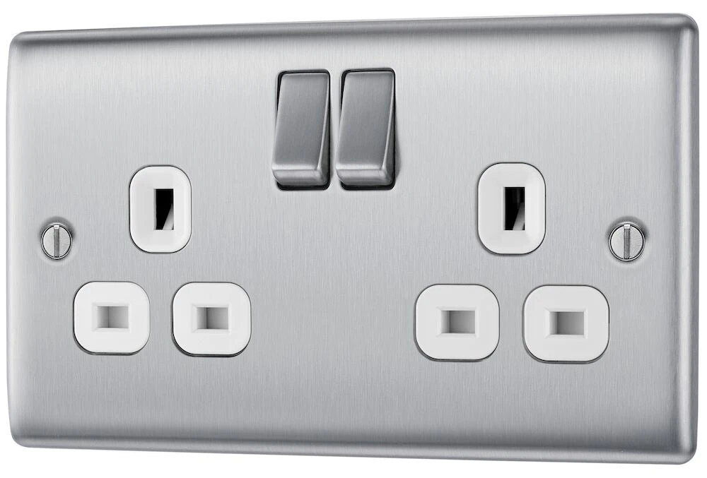 BG Nexus Metal Brushed Steel 13A Double Socket NBS22W 5 BG Nexus Metal Brushed Steel 13A Double Socket NBS22W - Image 3