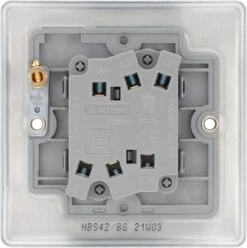 BG Nexus Metal Brushed Steel 2G 2W Light Switch NBS42 9 BG Nexus Metal Brushed Steel 2G 2W Light Switch NBS42 -RS Electrical Supplies Nexus Metal Brushed Steel Light Switch 2G NBS42 Back