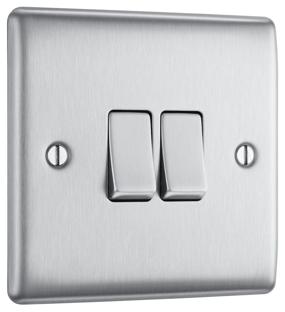 BG Nexus Metal Brushed Steel 2G 2W Light Switch NBS42 4 BG Nexus Metal Brushed Steel 2G 2W Light Switch NBS42 - Image 2