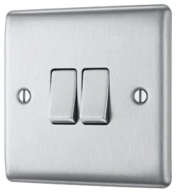 BG Nexus Metal Brushed Steel 2G 2W Light Switch NBS42 8 BG Nexus Metal Brushed Steel 2G 2W Light Switch NBS42 -RS Electrical Supplies Nexus Metal Brushed Steel Light Switch 2G NBS42 Right