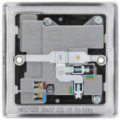 BG Nexus Metal Brushed Steel 13A Single USB Socket NBS21U2B -RS Electrical Supplies Nexus Metal Brushed Steel Single USB Socket NBS21U2B Back