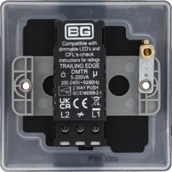 BG Nexus Metal Matt Black 1G Dimmer Switch NFB81 -RS Electrical Supplies Nexus Metal Matt Black Dimmer Switch 1G NFB81 Available back